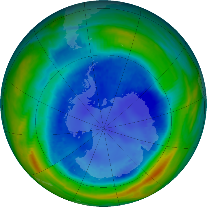 Antarctic ozone map for 23 August 1999